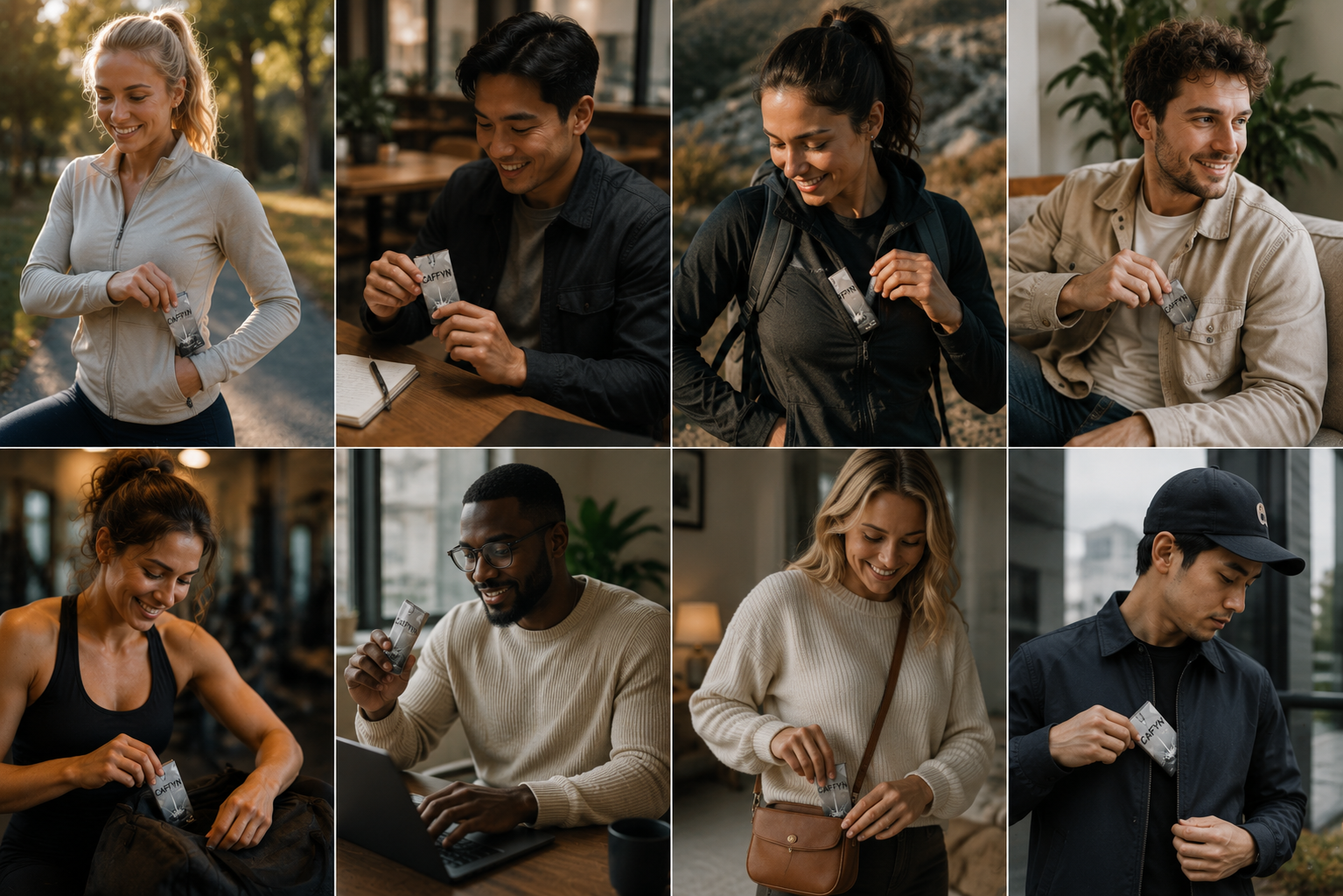 CAFFYN affiliate creators using caffeine tubes in everyday routines