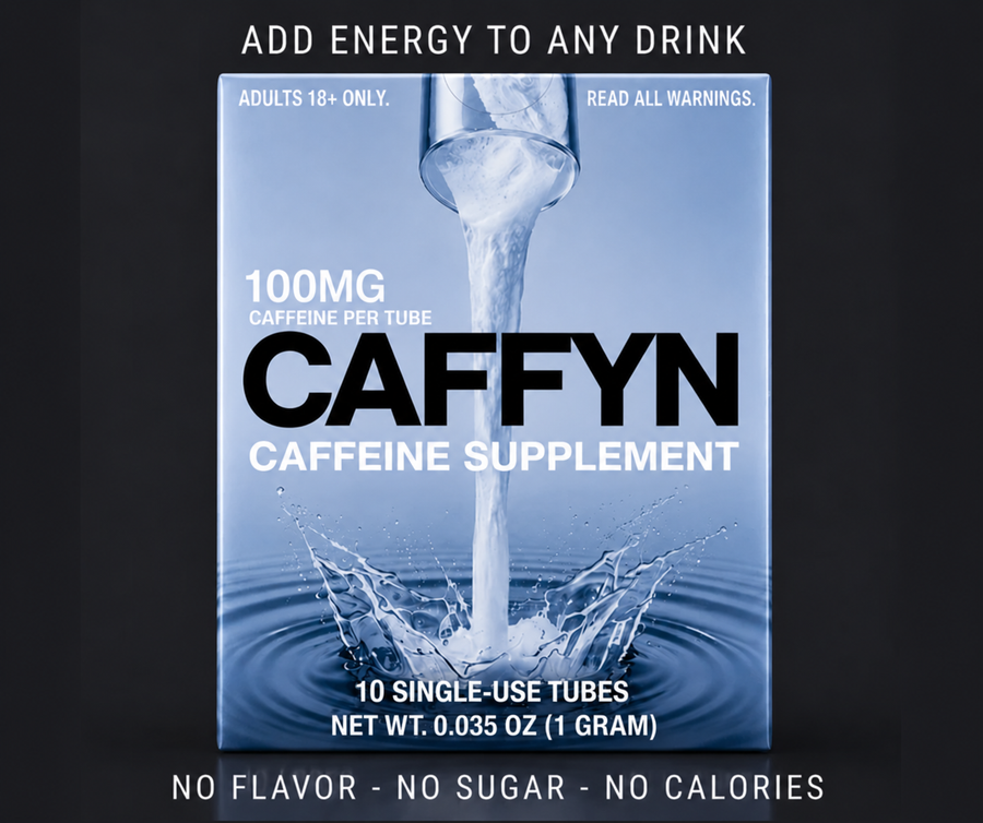 CAFFYN 100mg caffeine powder sticks 3-pack front package
