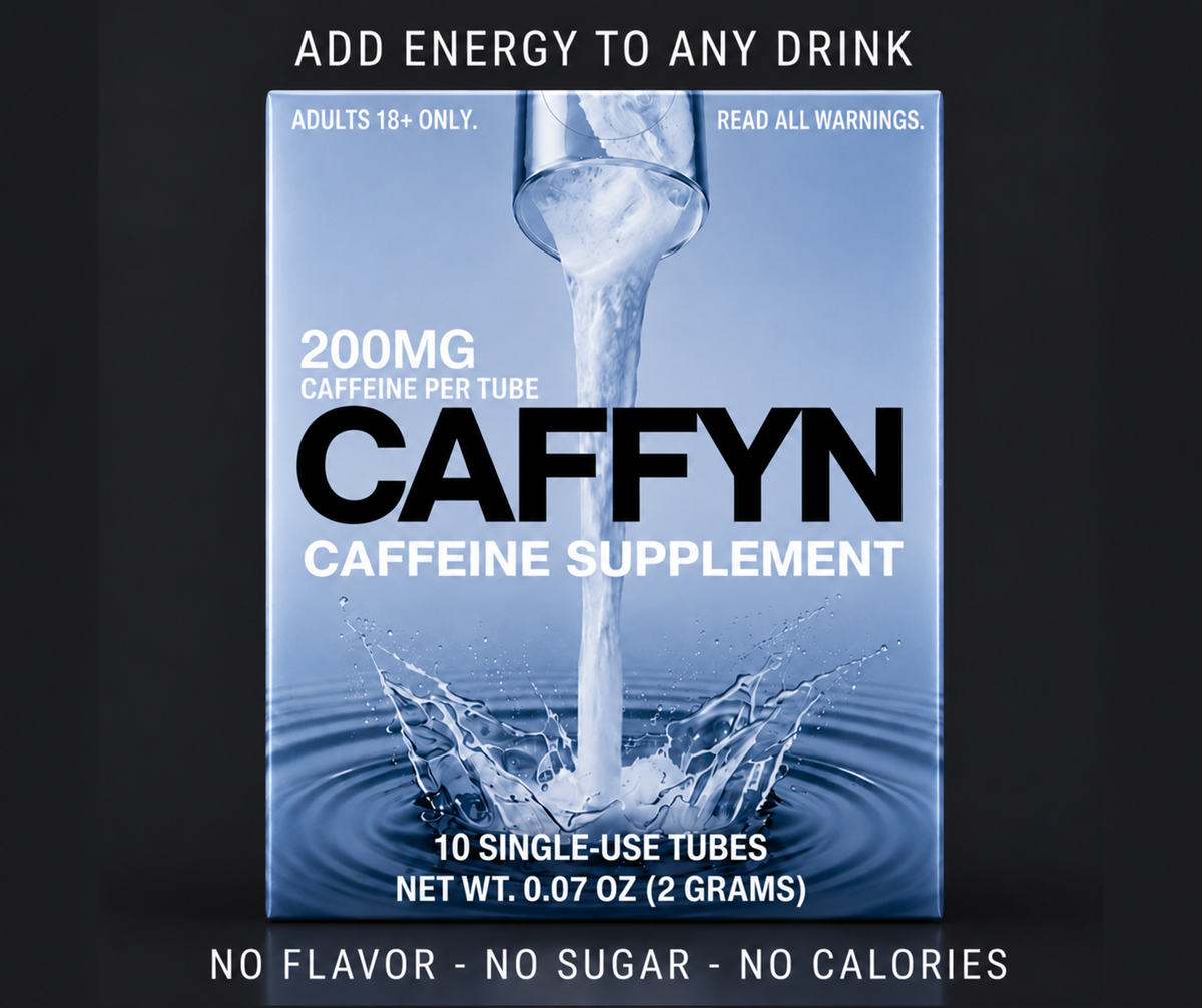CAFFYN 200mg caffeine powder sticks 3-pack front package