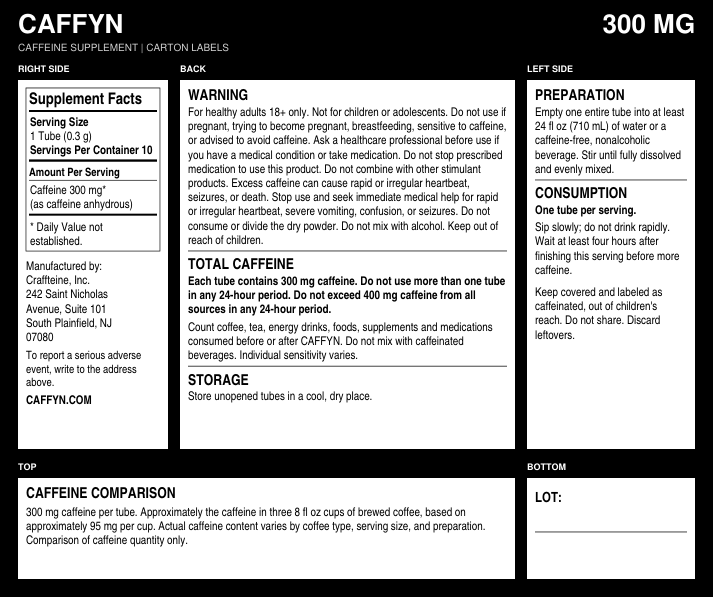 CAFFYN 300mg caffeine powder carton labels