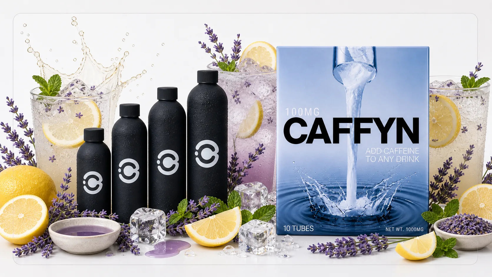 CAFFYN caffeine sticks with lavender lemonade and lemon