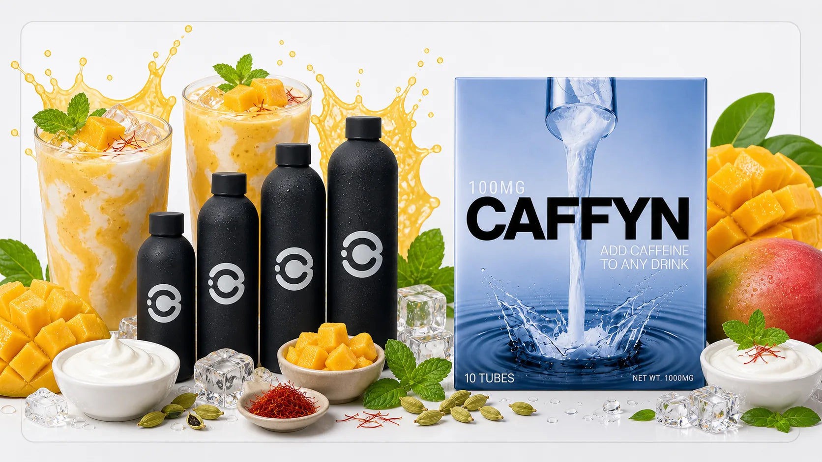 CAFFYN caffeine sticks with mango lassi and mint