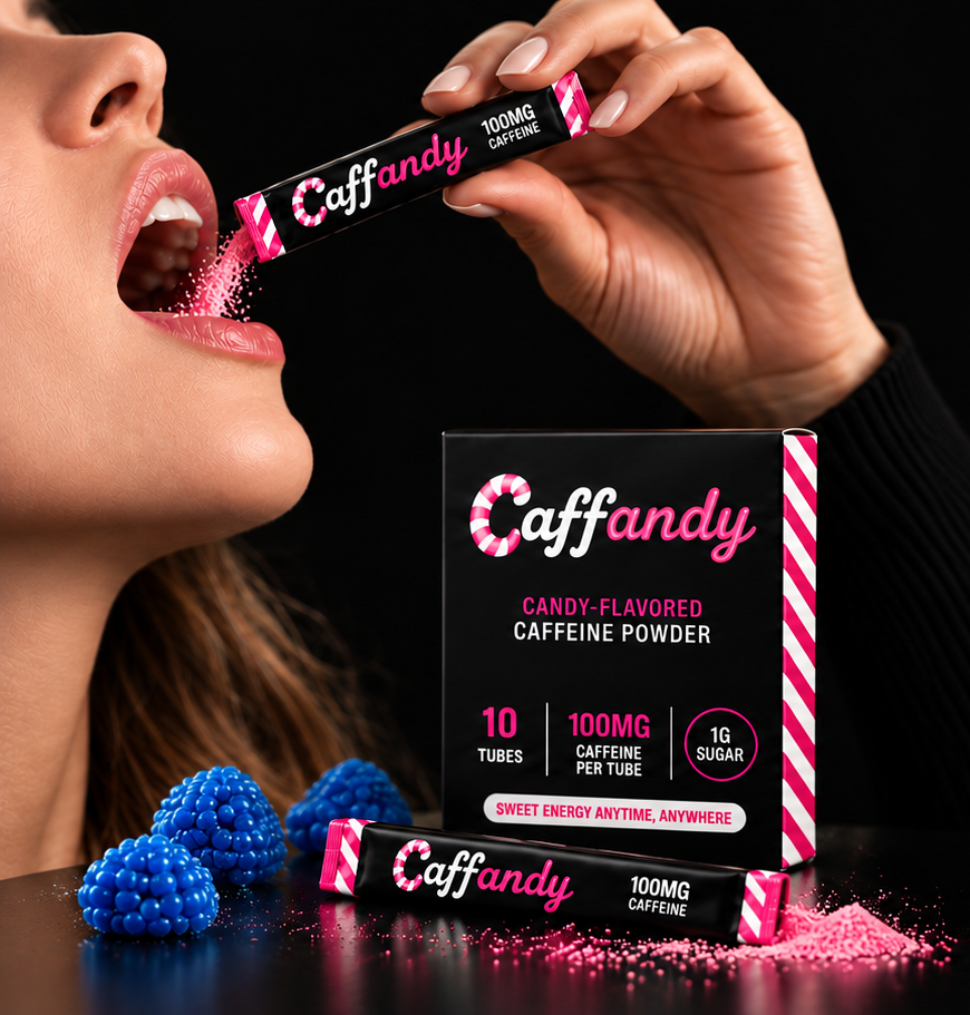 Candy-flavored powder poured directly into a mouth